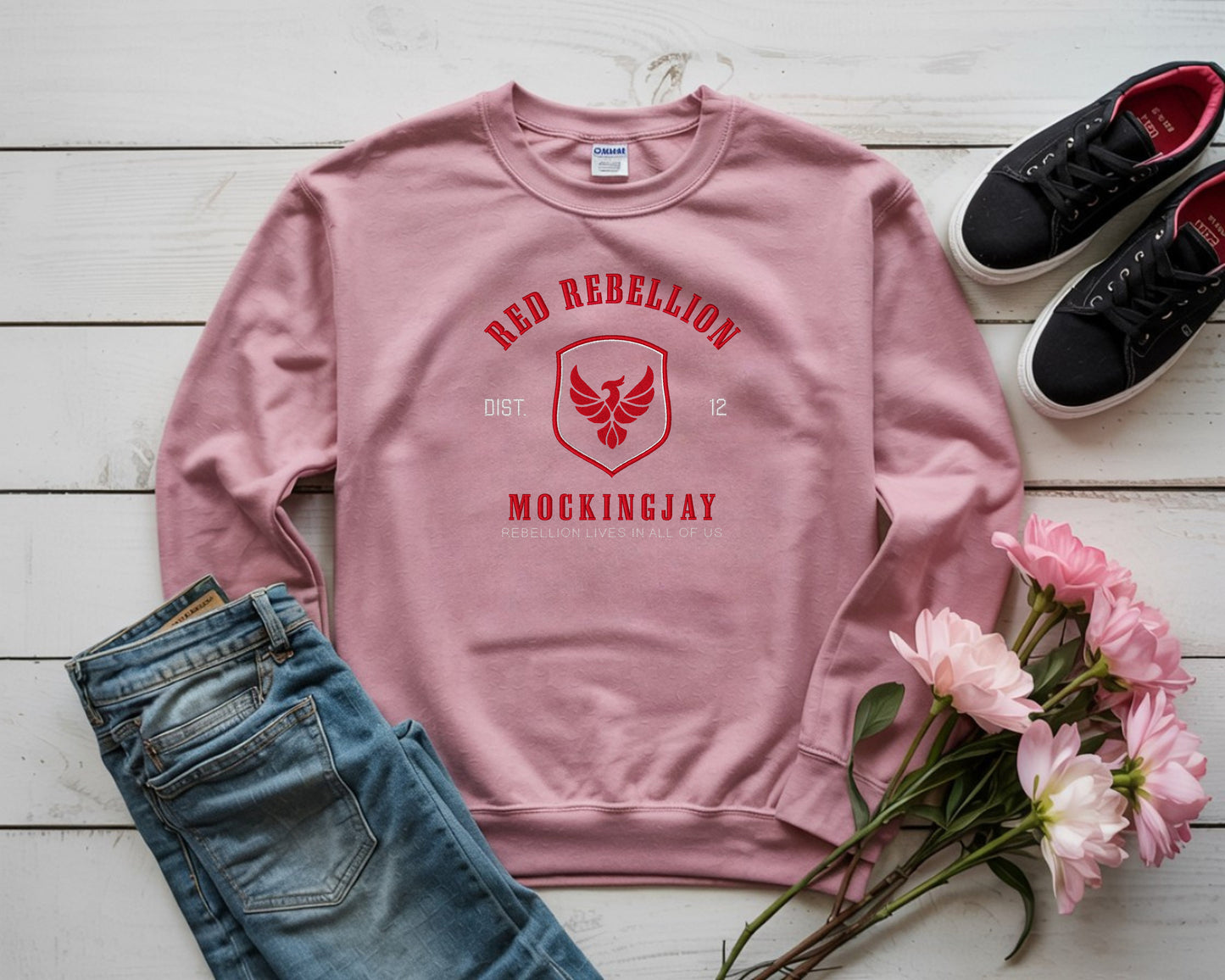 "Red Rebellion" - Sweater/Hoodie Embroidered Unisex