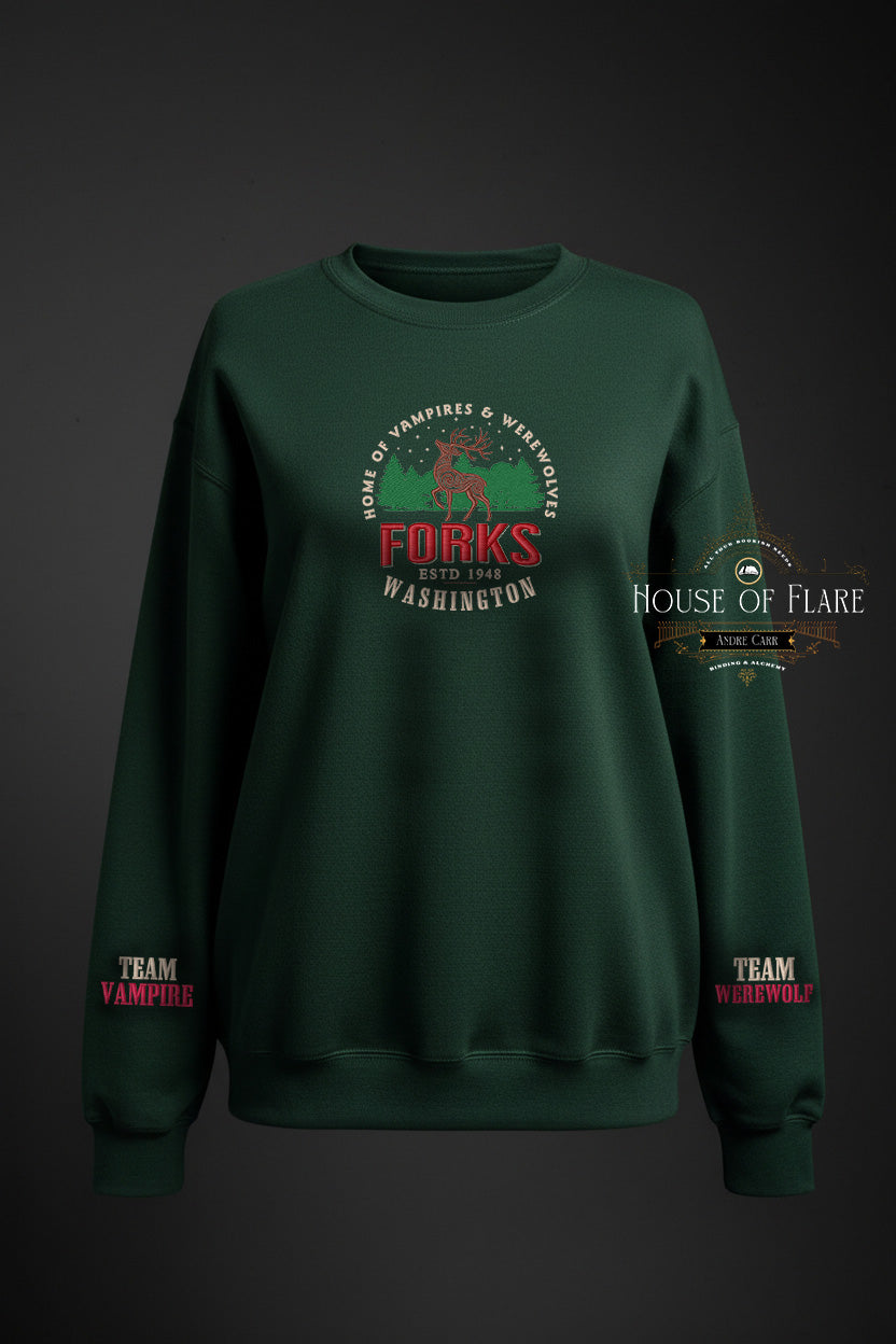 "FORKS Washington" - Sweater/Hoodie Embroidered Unisex