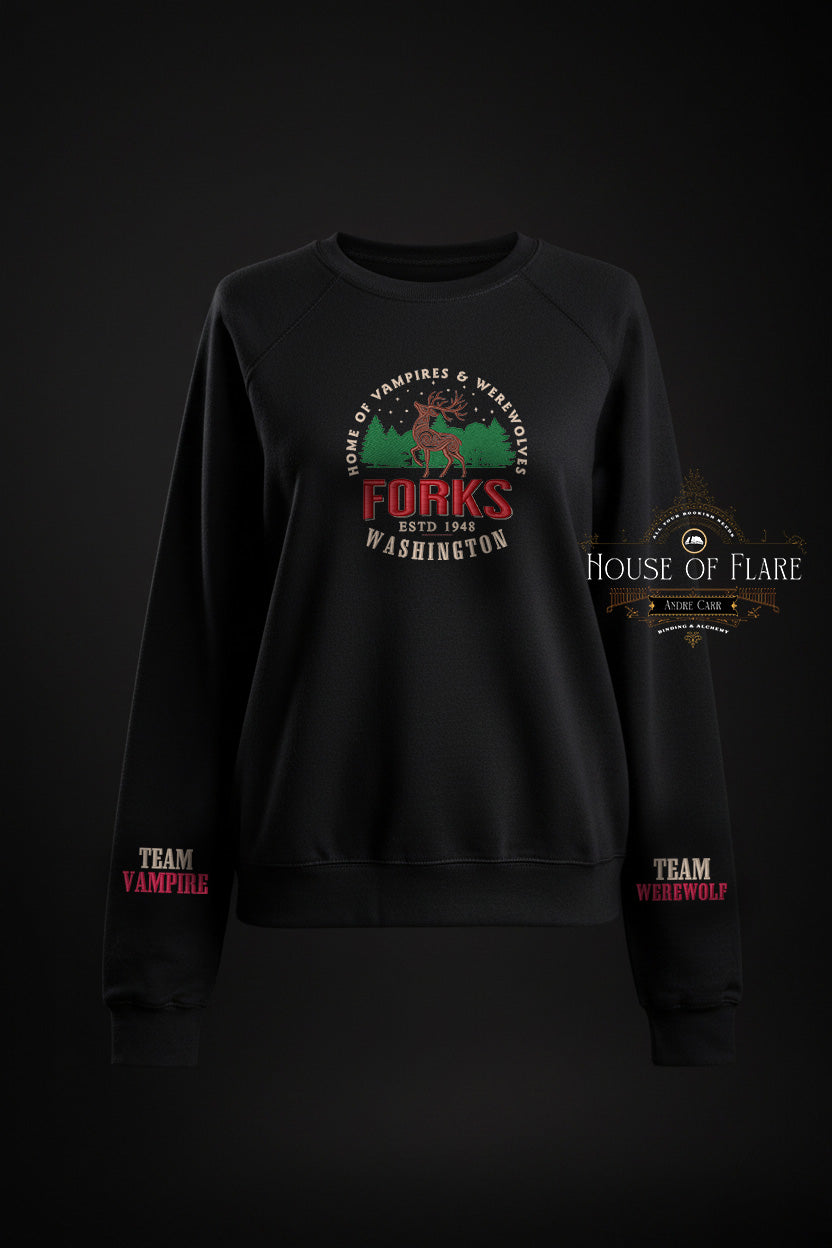 "FORKS Washington" - Sweater/Hoodie Embroidered Unisex