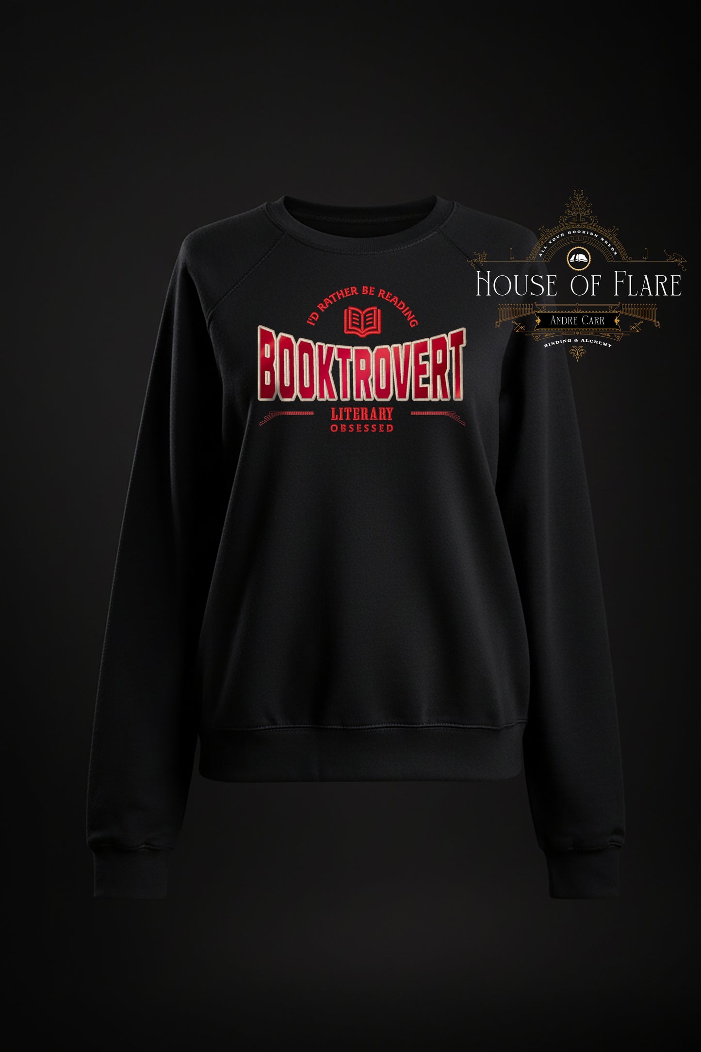 "BOOKTROVERT" - Embroidered Unisex Sweater