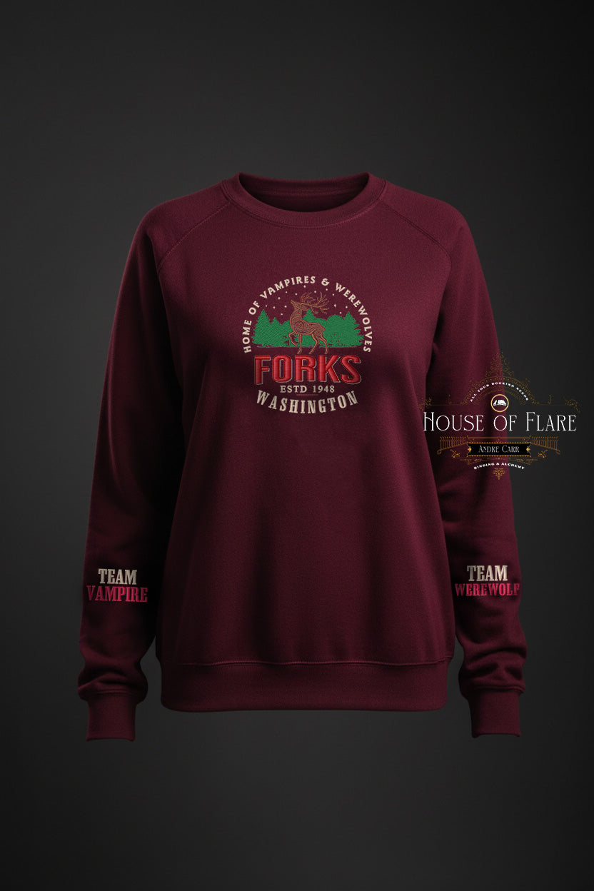 "FORKS Washington" - Sweater/Hoodie Embroidered Unisex