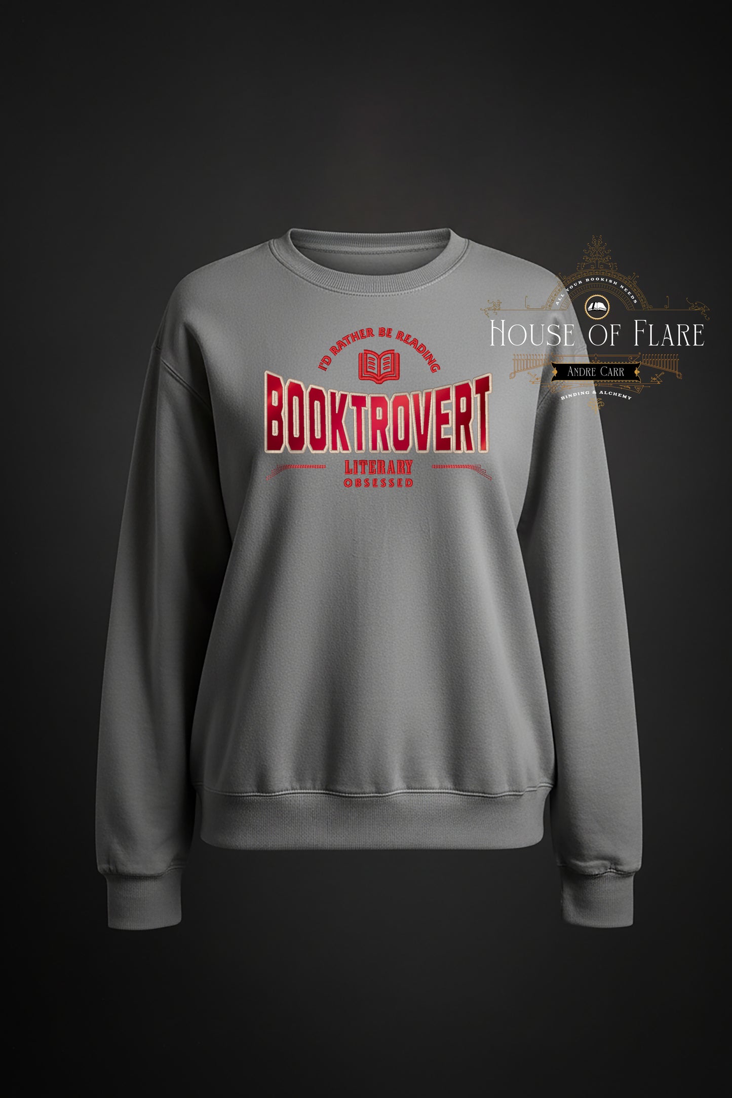 "BOOKTROVERT" - Embroidered Unisex Sweater