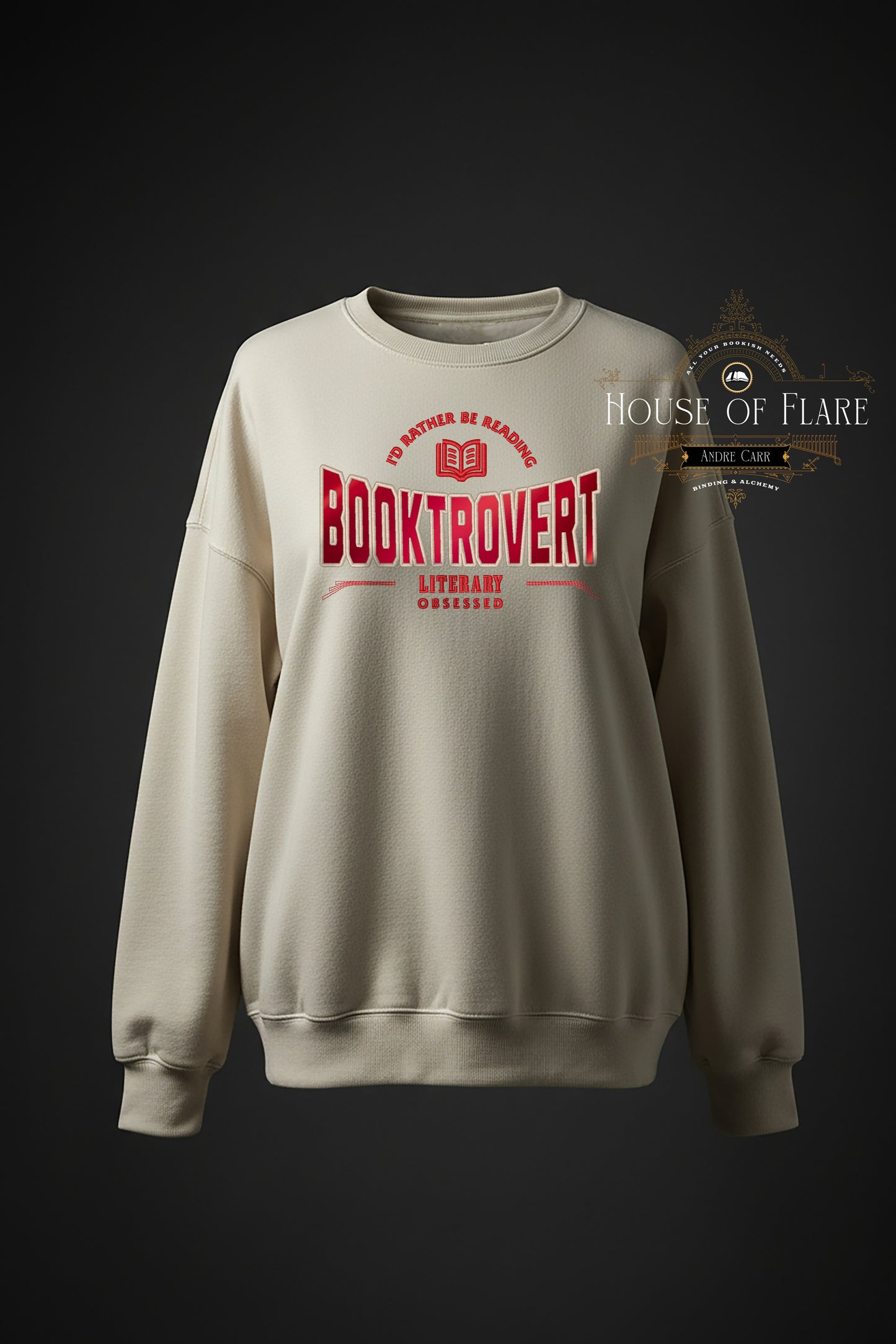 "BOOKTROVERT" - Embroidered Unisex Sweater