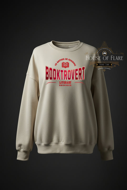 "BOOKTROVERT" - Embroidered Unisex Sweater