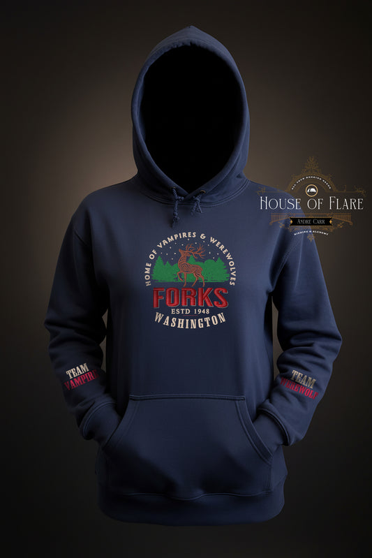 "FORKS Washington" - Sweater/Hoodie Embroidered Unisex