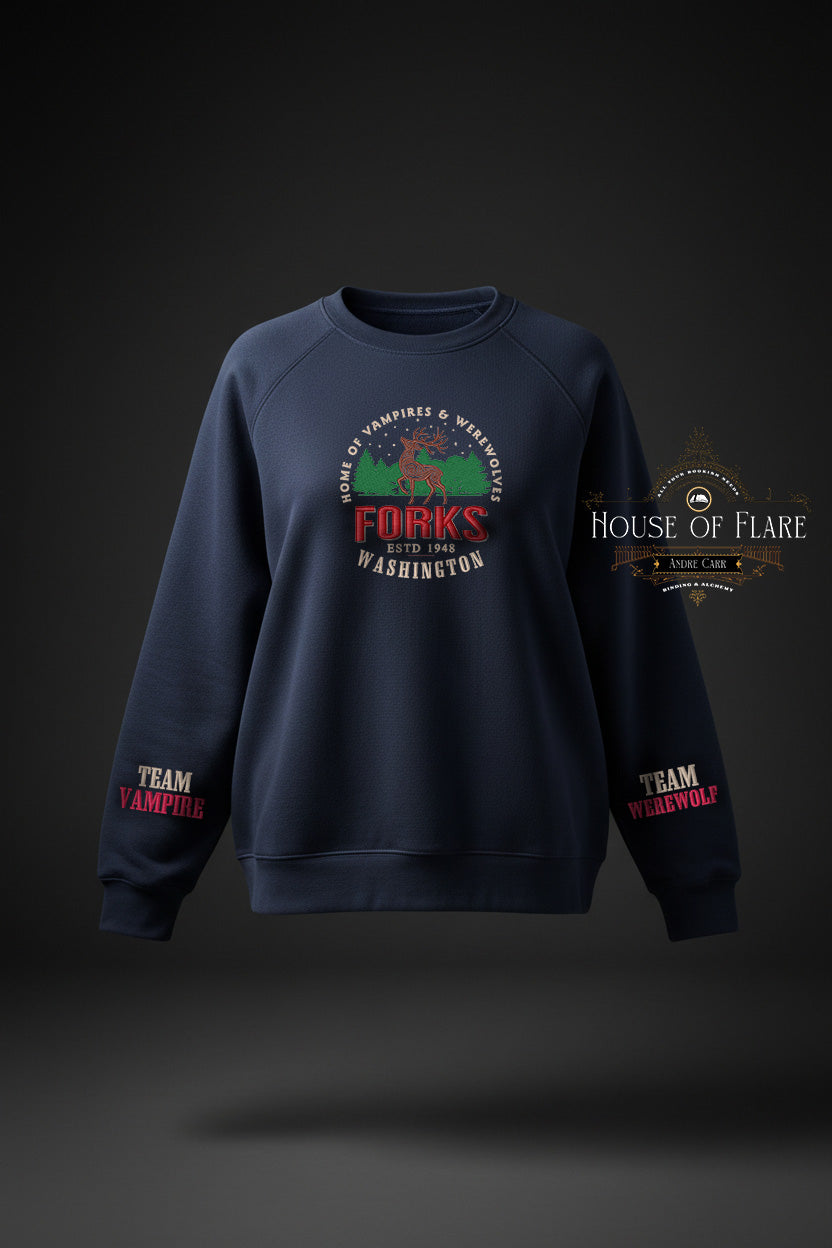 "FORKS Washington" - Sweater/Hoodie Embroidered Unisex