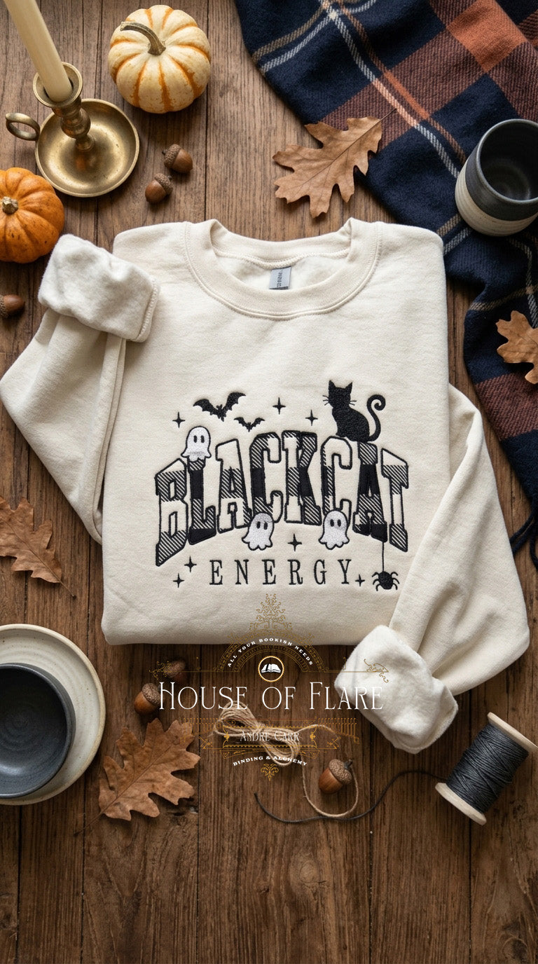 Black Cat Energy - Embroidered Applique Unisex Sweater