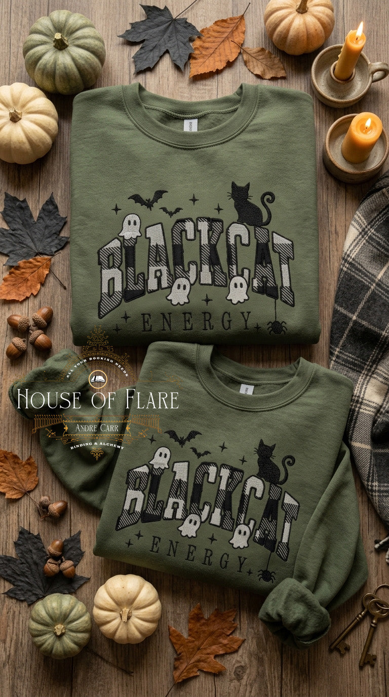 Black Cat Energy - Embroidered Applique Unisex Sweater