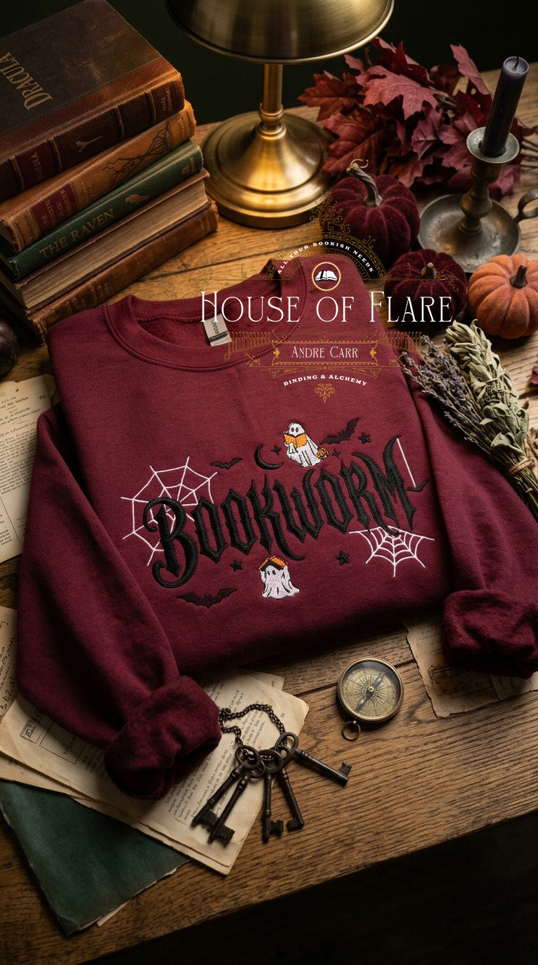 Bookworm Spooky - Embroidered Unisex Sweater