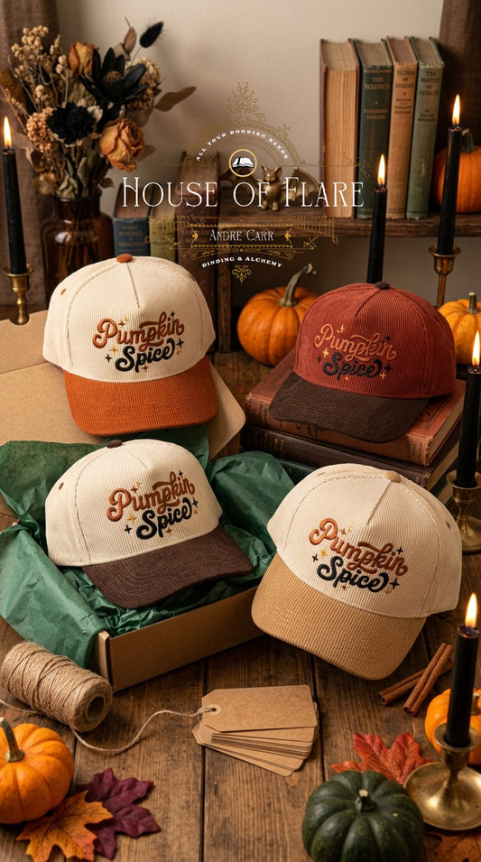 Embroidered Pumpkin Spice Corduroy Snap-back Hat