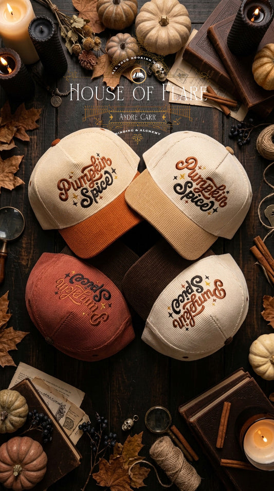 Embroidered Pumpkin Spice Corduroy Snap-back Hat