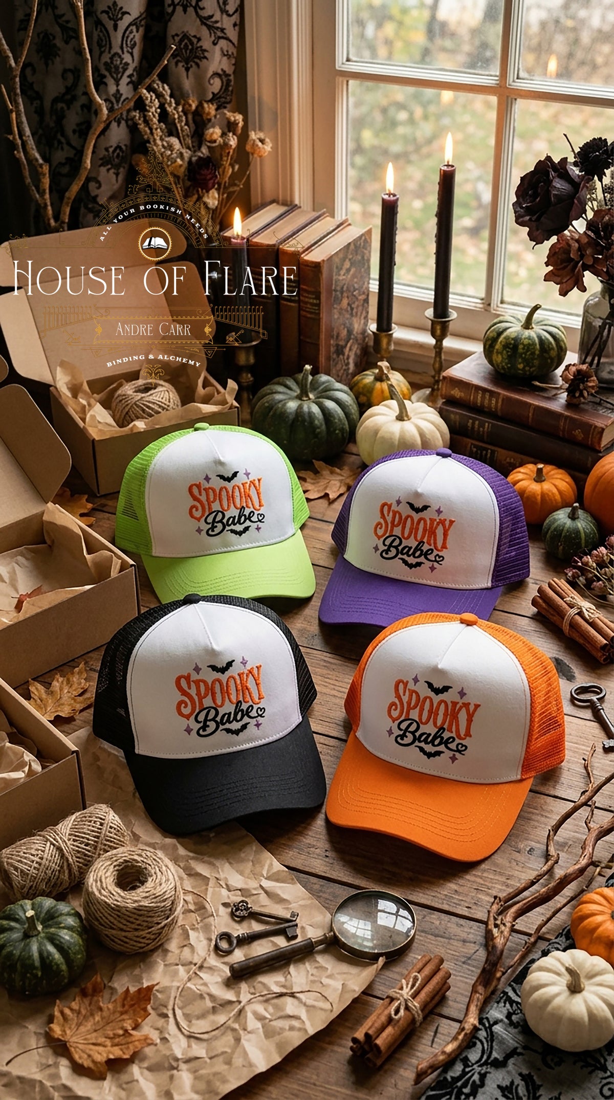 Embroidered Spooky Babe 💜 Snap-back trucker Hat
