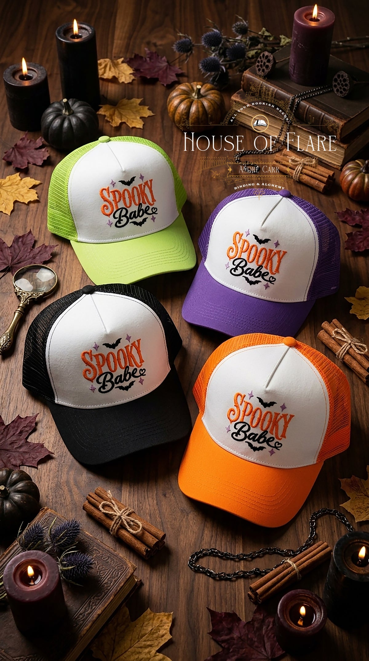 Embroidered Spooky Babe 💜 Snap-back trucker Hat