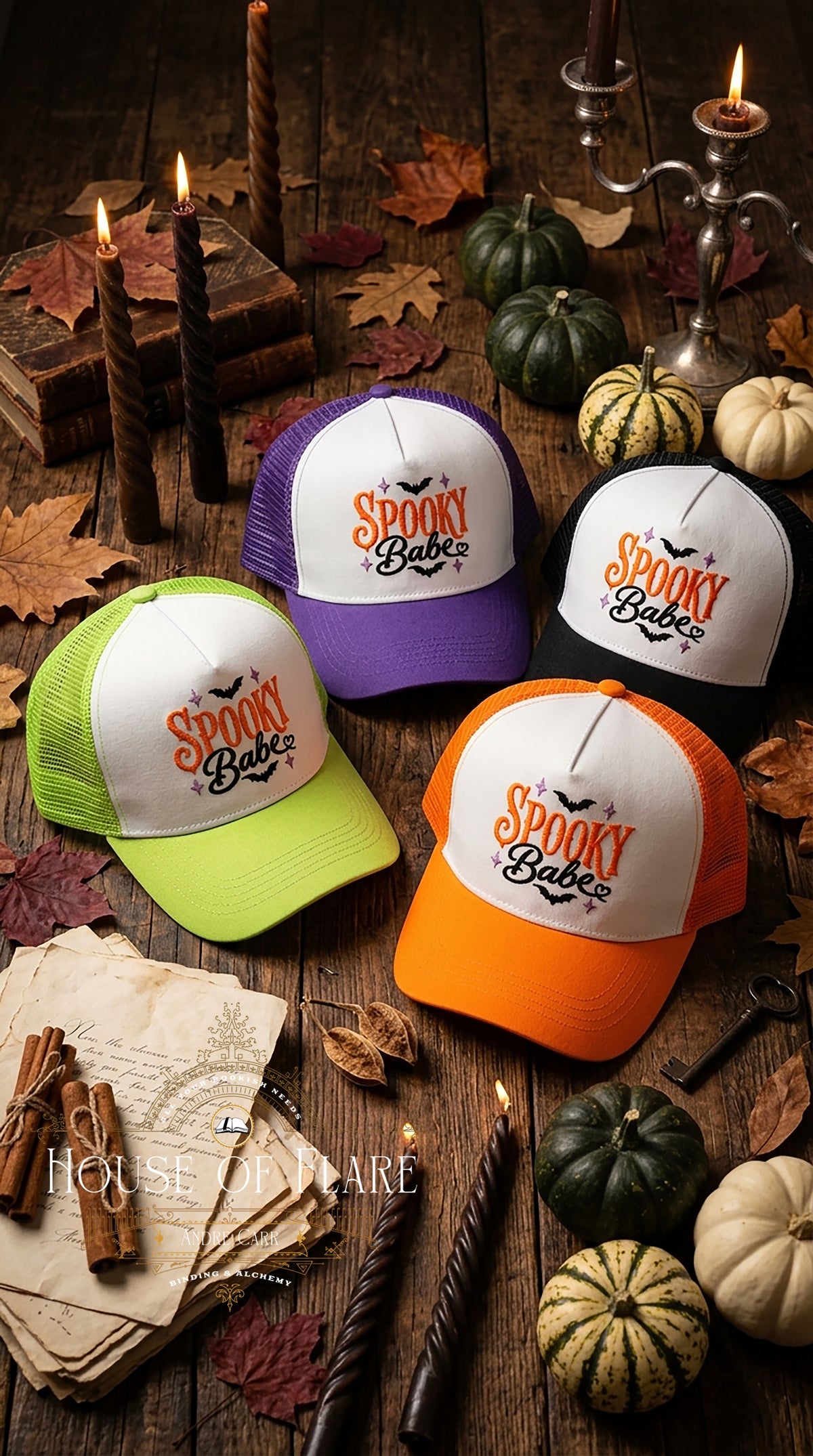 Embroidered Spooky Babe 💜 Snap-back trucker Hat
