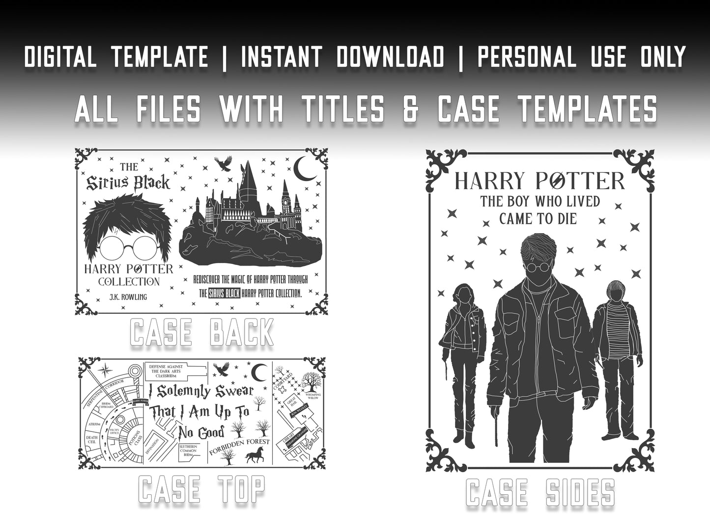 Midnight Wizard Arcana | DIGITAL TEMPLATES | Case Templates, Titles, & Quotes Included