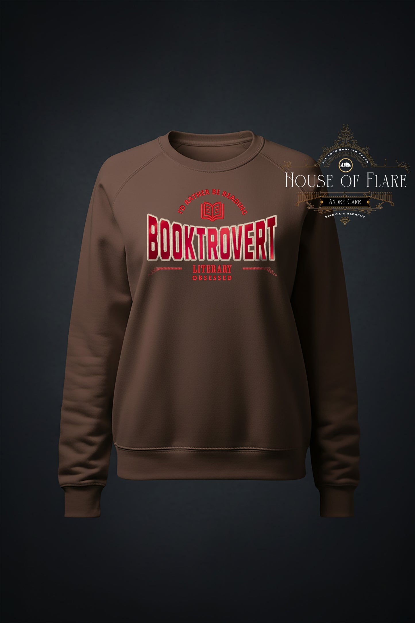 "BOOKTROVERT" - Embroidered Unisex Sweater