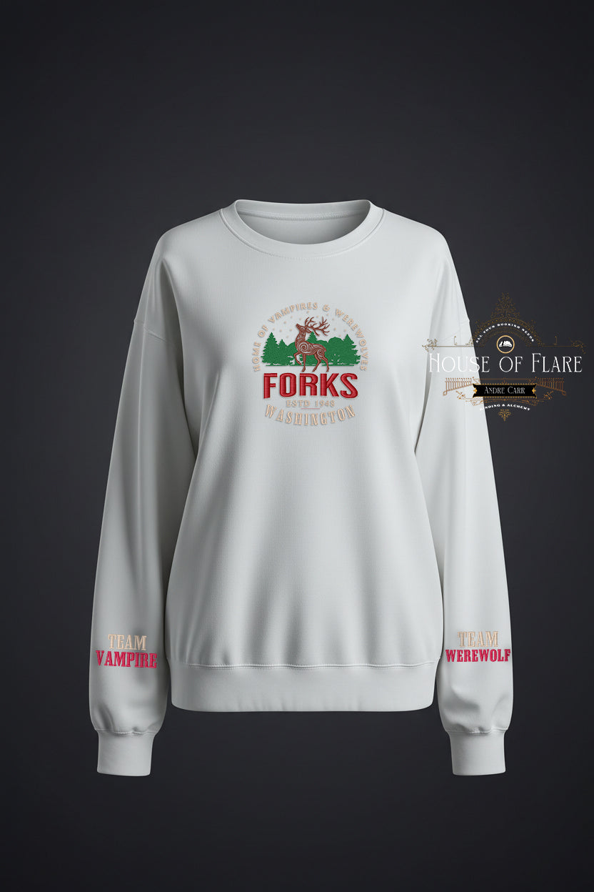 "FORKS Washington" - Sweater/Hoodie Embroidered Unisex